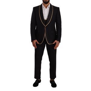 Dolce & Gabbana Black SICILIA Single Breasted 3 Piece Suit